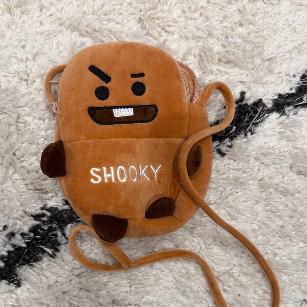 Shooky Brown Plush Crossbody Bag